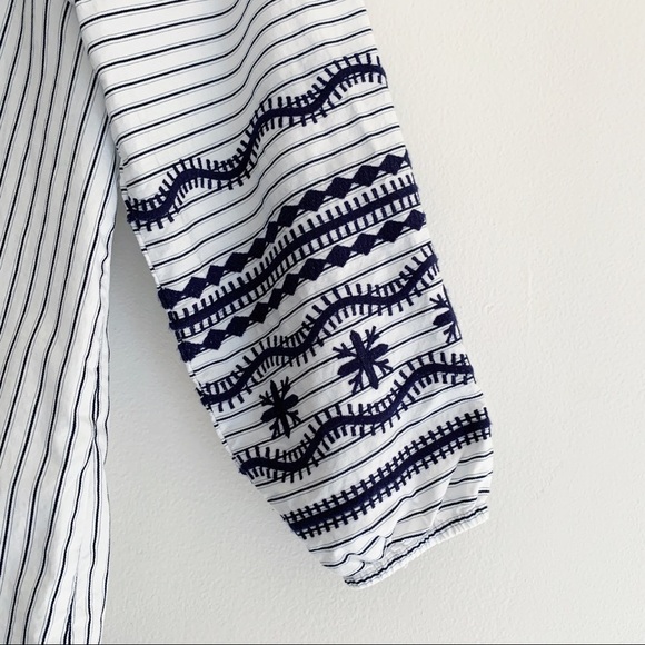 Madewell Striped Embroidered Button Front Shirt Small - Picture 4 of 7